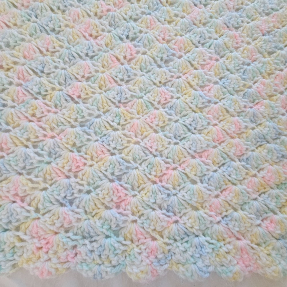 Handmade Crochet Baby Blanket Pastel Multicolor Soft Knit 30x33" Gift Nursery - Picture 9 of 10